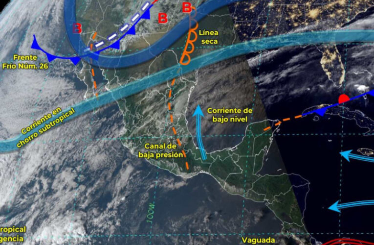 Se esperan hasta 5 °C por frente frio 26 en varios estados