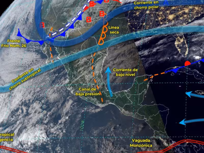 Se esperan hasta 5 °C por frente frio 26 en varios estados