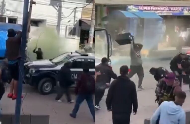 Comerciantes golpean a sujeto tras amenazarlos con cuchillo en Huehuetoca