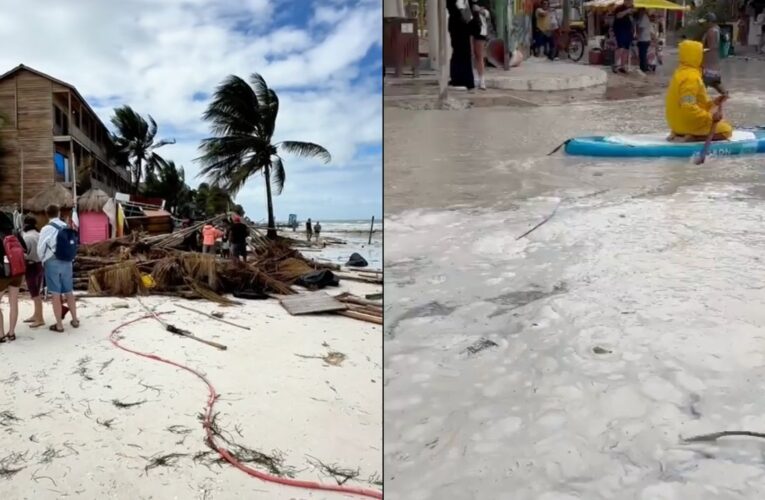 Frente frío 32 provoca inundaciones y desastre en Holbox