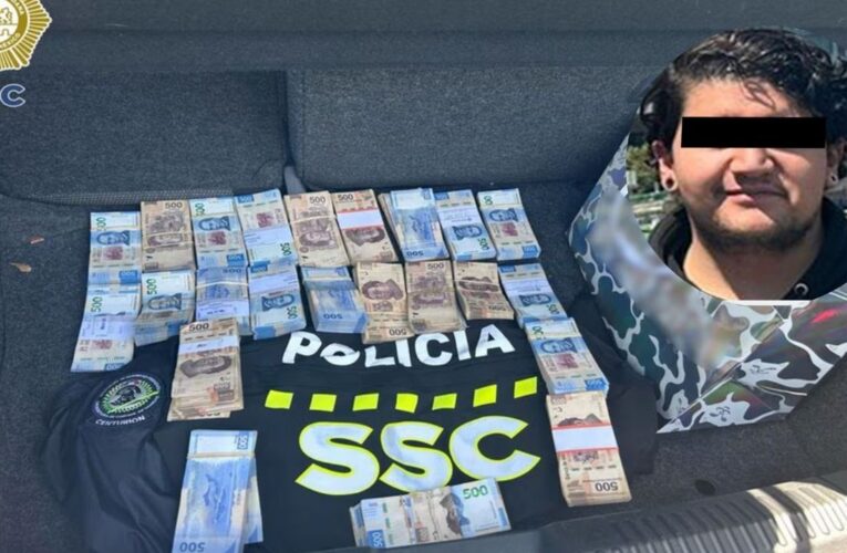 Detienen a hombre con un más de un millón de pesos en la alcaldía Miguel Hidalgo