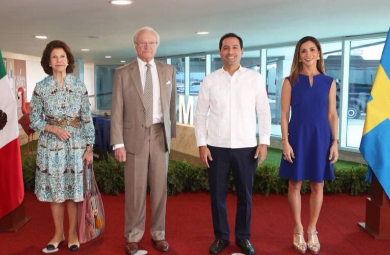 Mauricio Vila recibe a reyes de Suecia en Yucatán