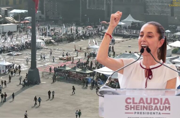 CNTE despeja el Zócalo para cierre de campaña de Sheinbaum