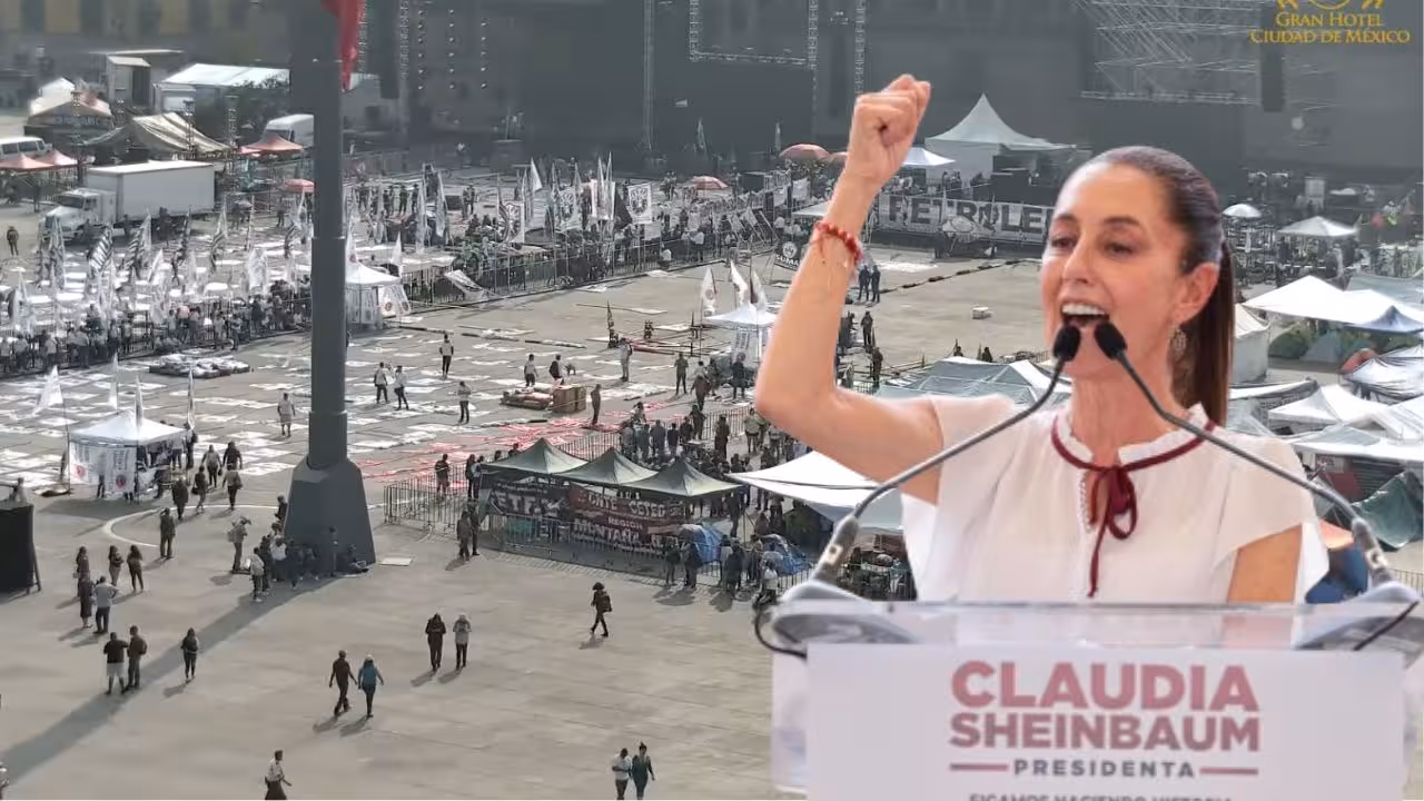 CNTE despeja el Zócalo para cierre de campaña de Sheinbaum
