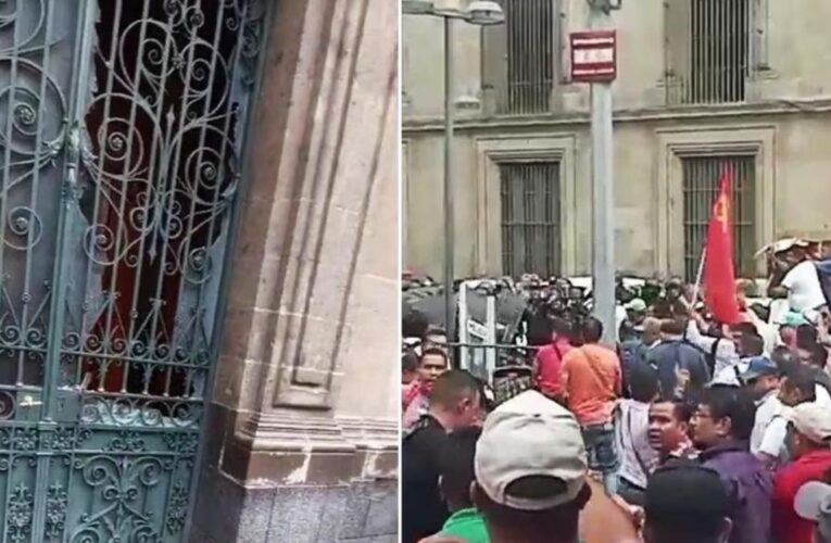 CNTE y policías se enfrentan frente a Palacio Nacional