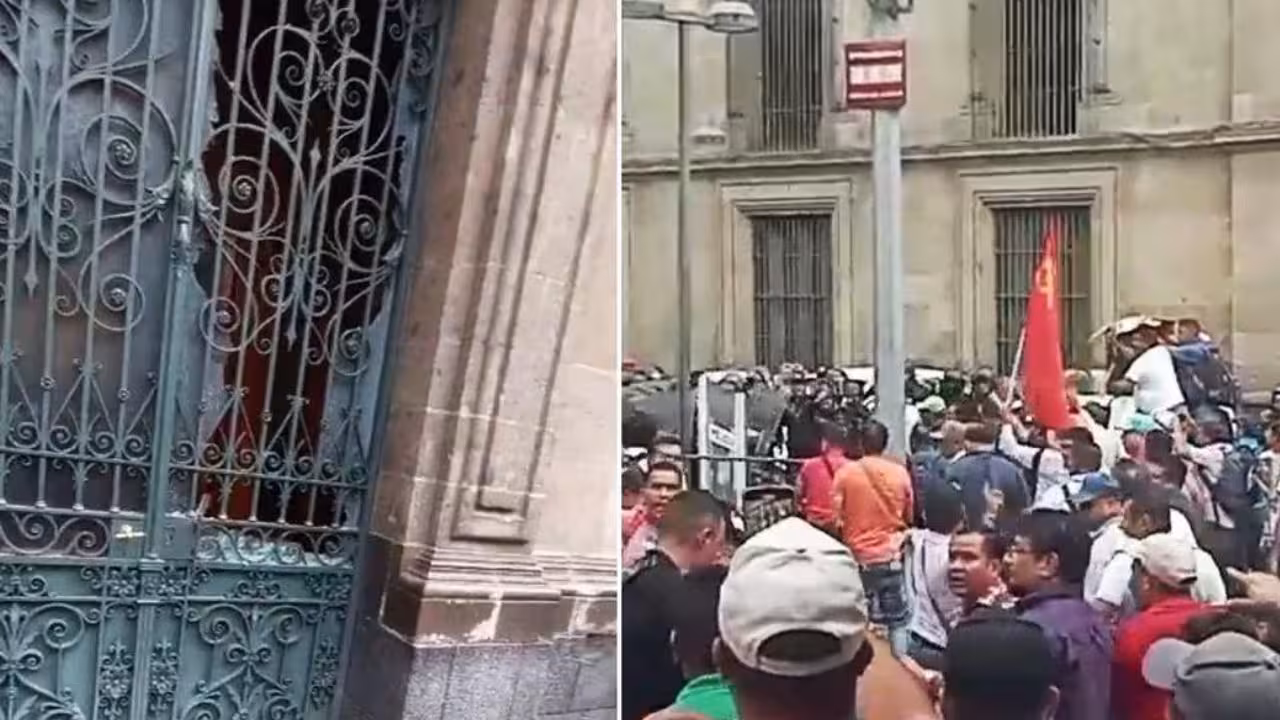CNTE y policías se enfrentan frente a Palacio Nacional