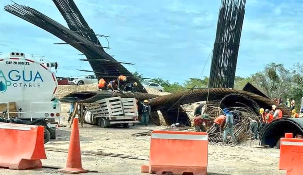 Lluvias provocan colapso de sección de puente del tramo 7 del Tren Maya