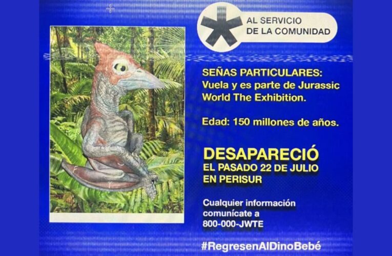 Emiten ficha de búsqueda del dino bebé robado de expo Jurassic World