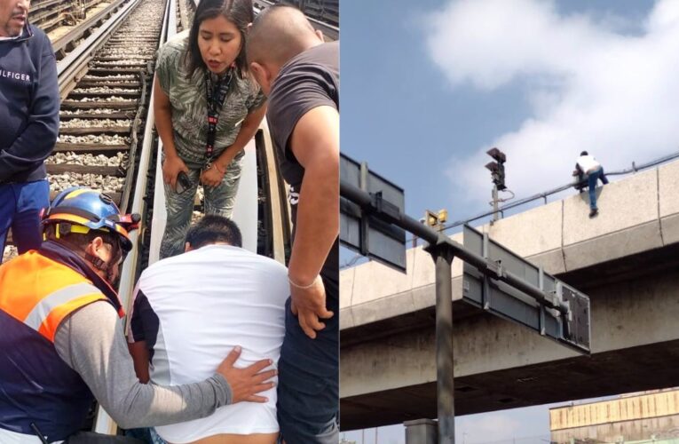 Rescatan a hombre que pretendía arrojarse de vías elevadas del Metro Consulado