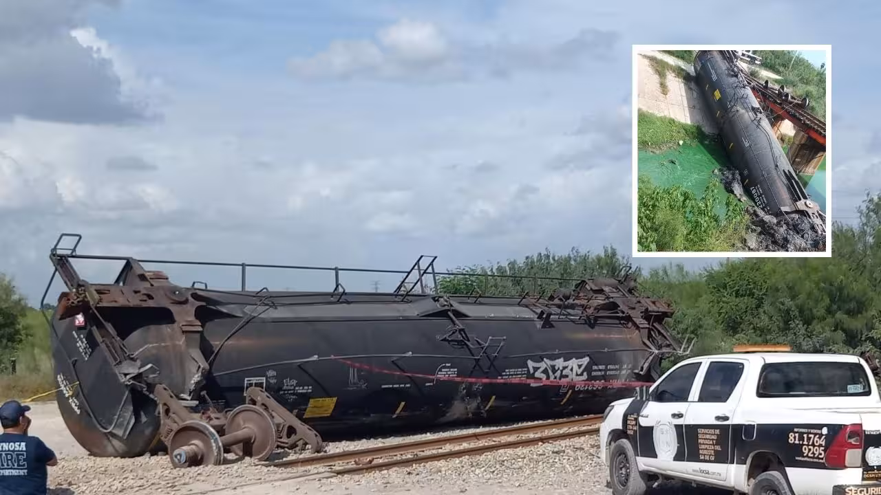 Se descarrila y vuelca tren cargado de gasolina en Reynosa