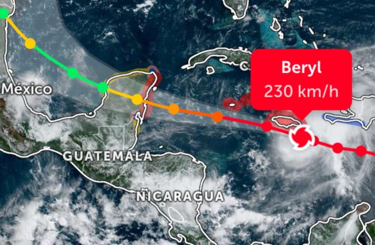 ‘Beryl’ se dirige a la Península de Yucatán como huracán categoría 3