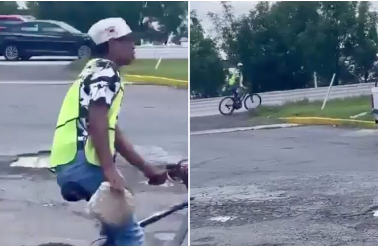 Graban a sujeto que intenta arrojar piedra a coches en vía de Puebla