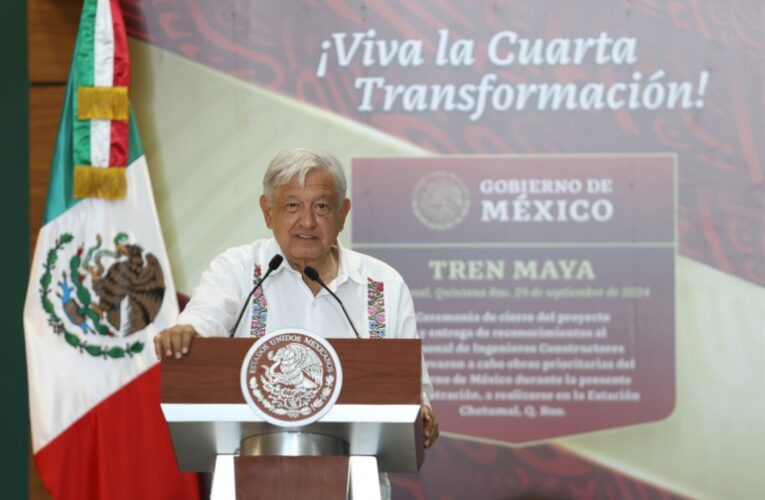 Entrega AMLO en Chetumal obra completa del Tren Maya