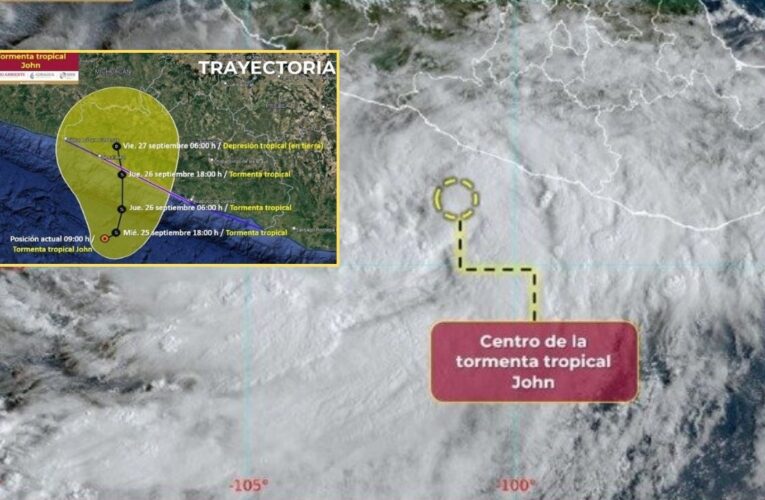 ‘John’ se fortalece y regresa como tormenta tropical enfilando a Guerrero