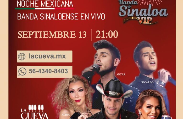 SINALOA VIP se presentará en la CUEVA de Rodrigo de la Cadena como parte de las celebraciones de la noche mexicana