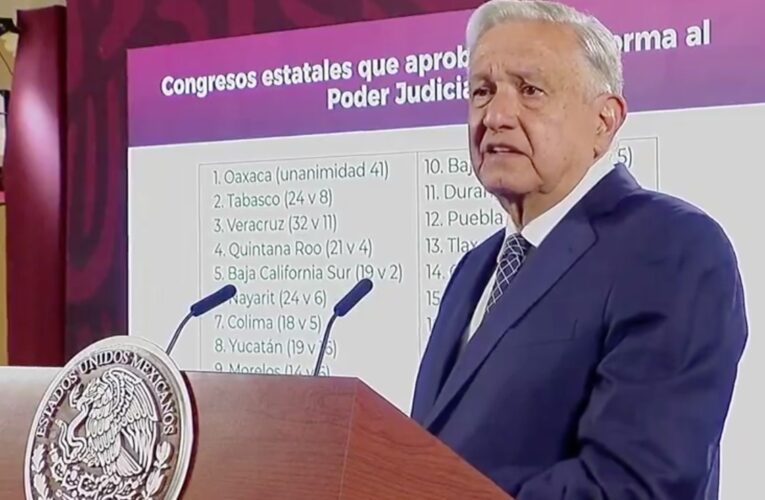 AMLO aplaude aval de 18 Congresos a reforma judicial; la publicará el 15 de septiembre