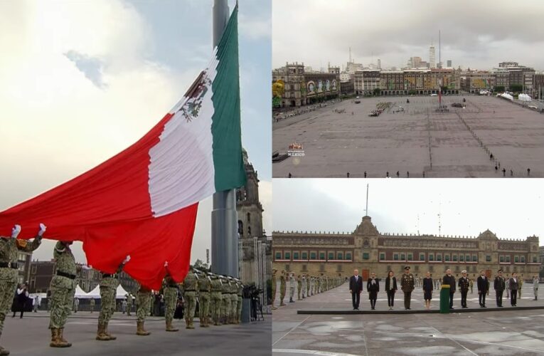 Realizan izamiento de bandera en memoria de víctimas de sismos de 1985 y 2017