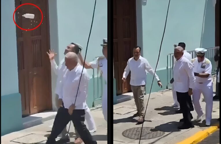 LÓPEZ OBRADOR ESQUIVÓ BOTELLA Y GRITOS DE ‘DICTADOR’ EN VERACRUZ