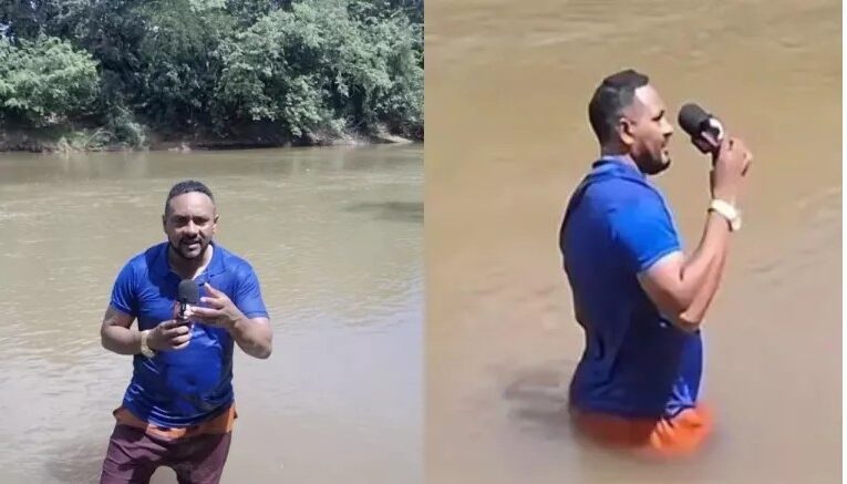 REPORTERO BRASILEÑO TROPIEZA CON CUERPO DE MENOR DURANTE TRANSMISIÓN EN VIVO