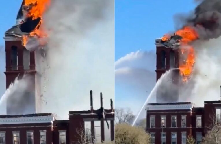 Incendio provoca colapso parcial del Palacio de Justicia histórico en Rome, Georgia